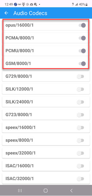 Image: Select codecs in order shown